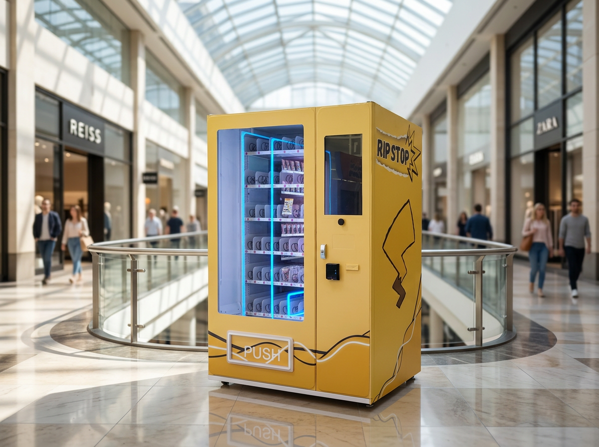 Premium Summit Distribution trading card vending machine installed in a modern UK shopping centre